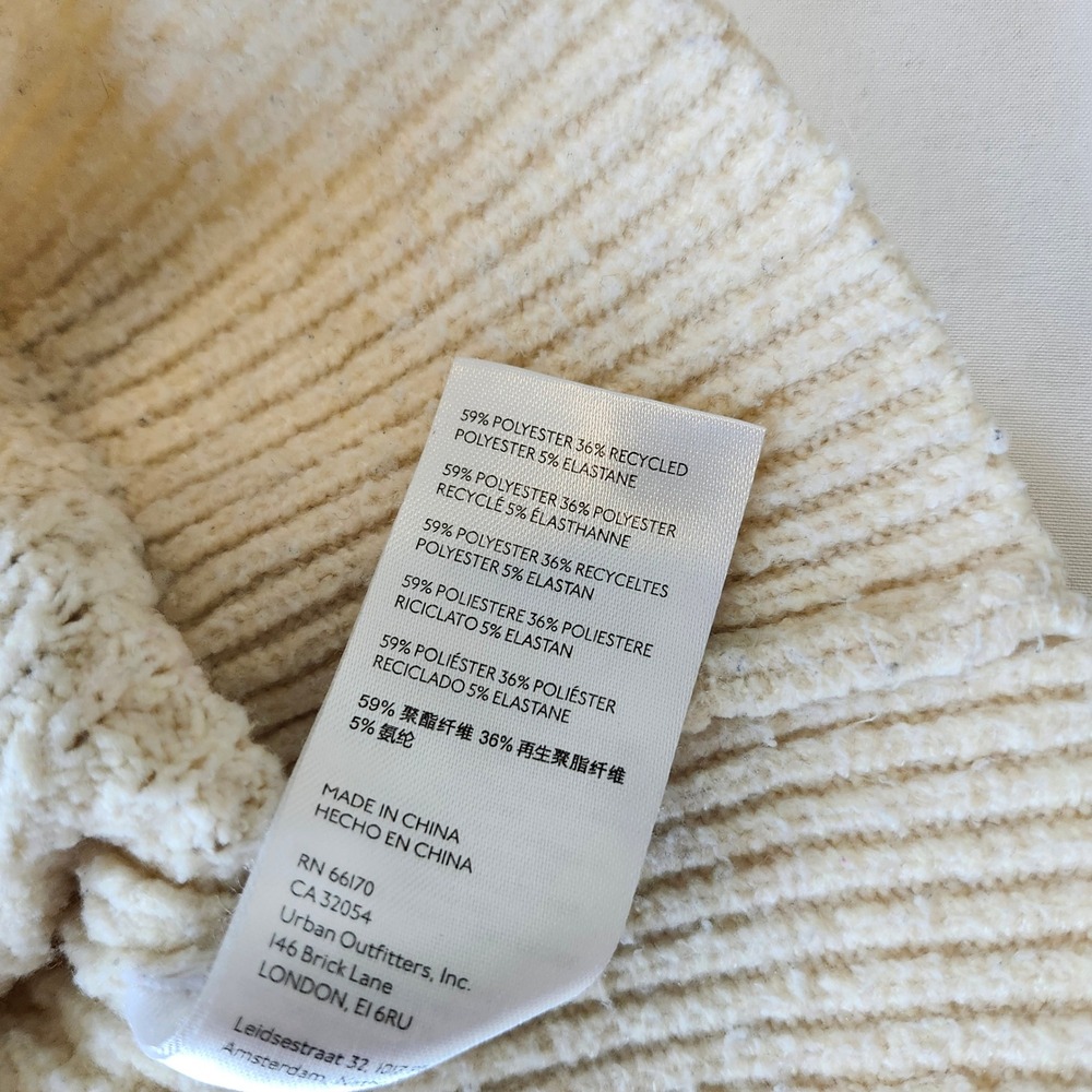 BDG Urban Outfitters Zephyr Cream Waffle Knit Pullover Polo Sweater XS - Picture 5 of 7